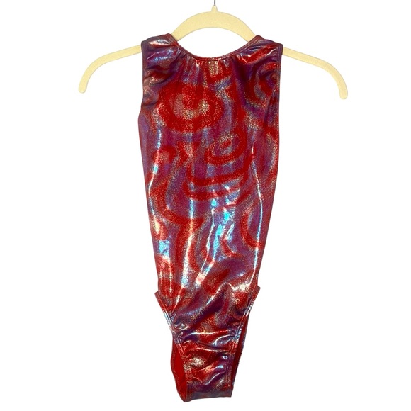 GK Other - GK Elite Red Holographic Gymnastics Leotard Adult Small